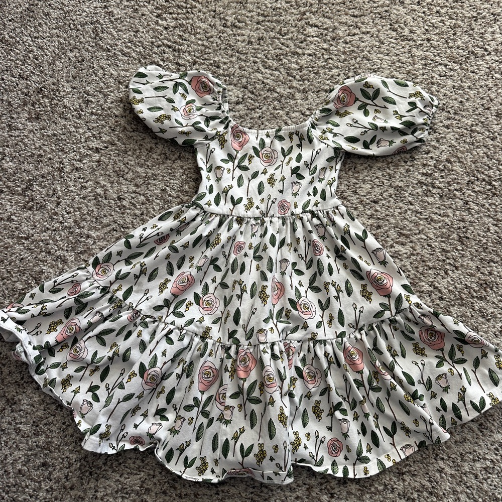 Charming Floral Puff Sleeve Dress for Kids 5